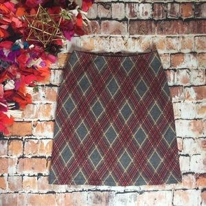 Fine Knit Diamond Plaid Pattern A-line skirt